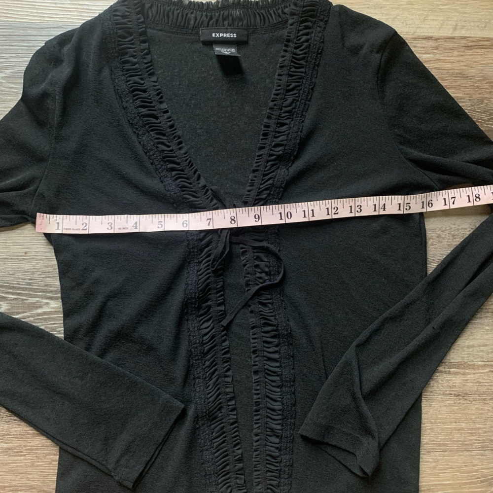 Express Black Ruffled Cardigan M - Picture 6 of 6